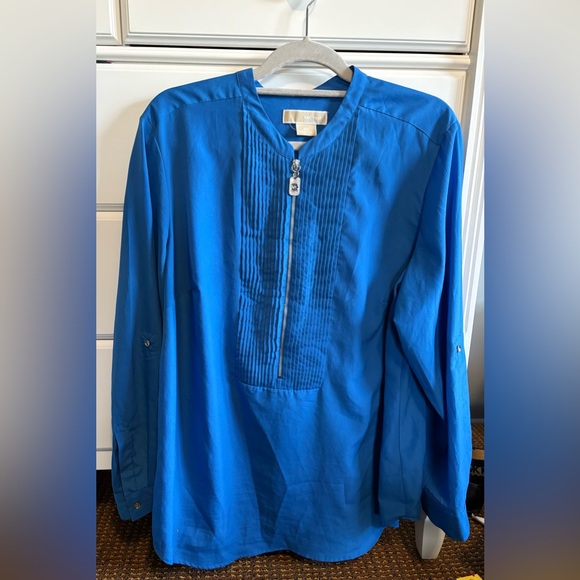 Michael Kors Tops - Michael Kors Royal Blue Pleated Blouse